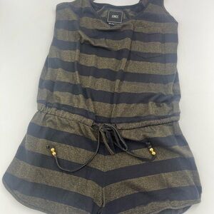 Obey Black and Gold Striped Romper